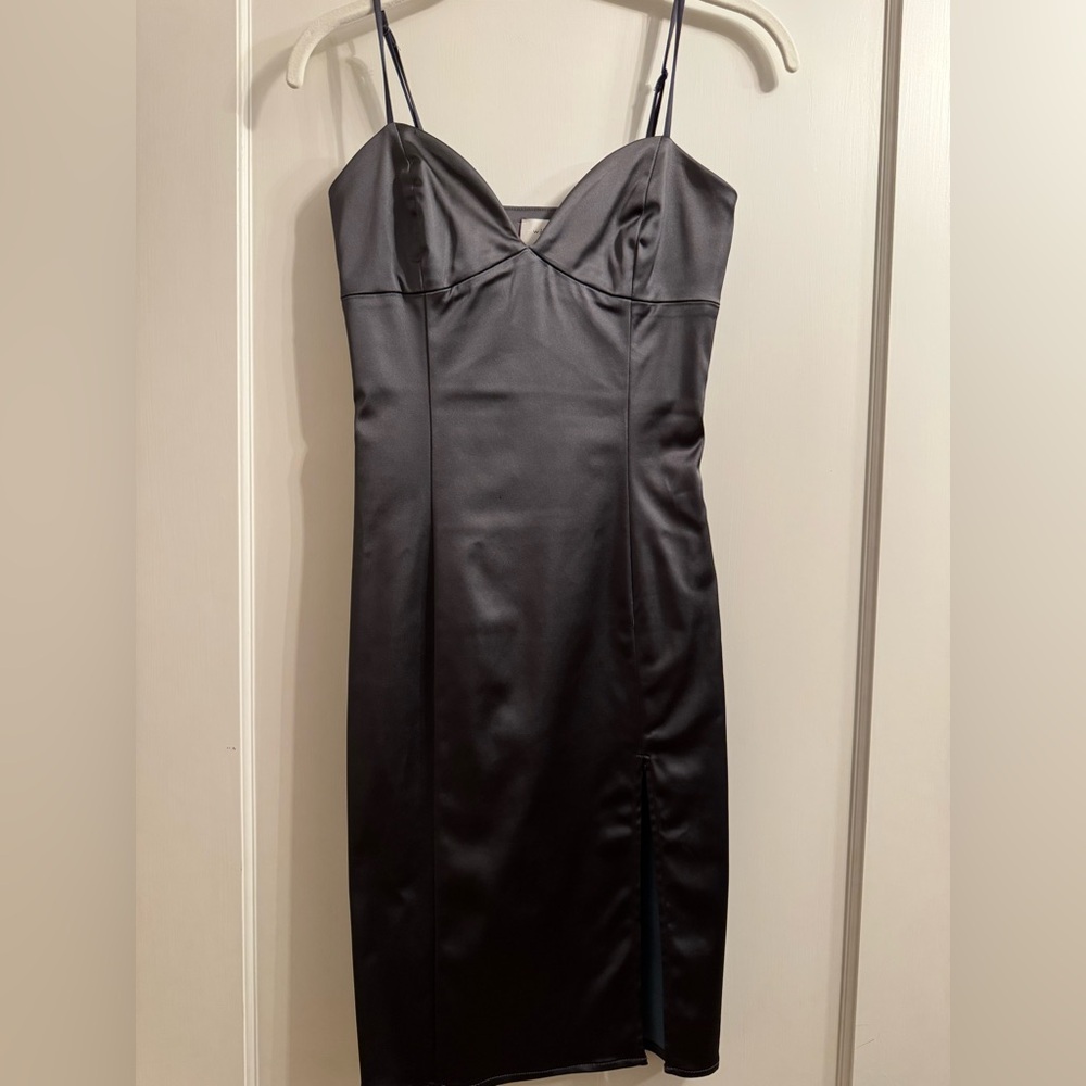 Charcoal Satin Mini Dress